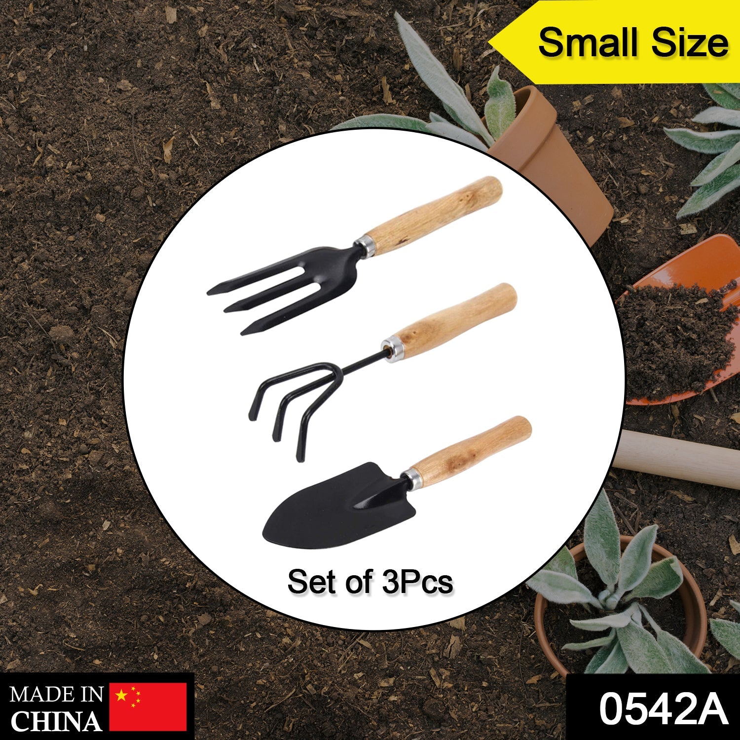 0542A 3pc Small Gardening Tools for Home Garden (Hand Cultivator, Small Trowel, Garden Fork) DeoDap 0542A 3pc Small Gardening Tools for Home Garden (Hand Cultivator, Small Trowel, Garden Fork) DeoDap